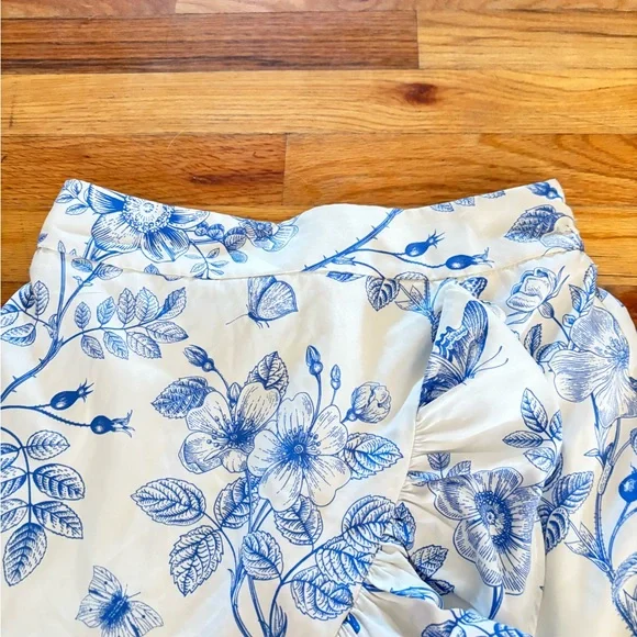 Milk &Honey womens blue toile floral high low skirt#ruffle#cottagecore#pullon - Picture 3 of 8